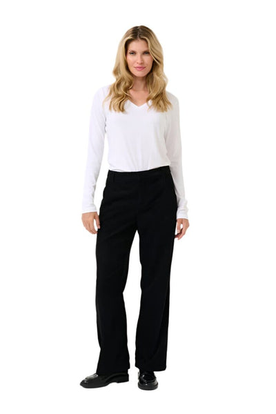 BLACK STRAIGHT LEG HIGH WAIST CORDUROY PANTS Pant CREAM 