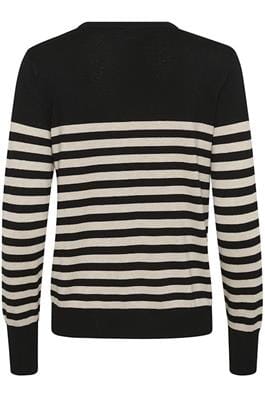 BLACK STRIPED KNIT SWEATER Sweater KAFFE 