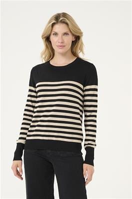 BLACK STRIPED KNIT SWEATER Sweater KAFFE 