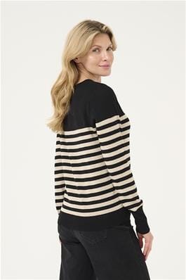 BLACK STRIPED KNIT SWEATER Sweater KAFFE 