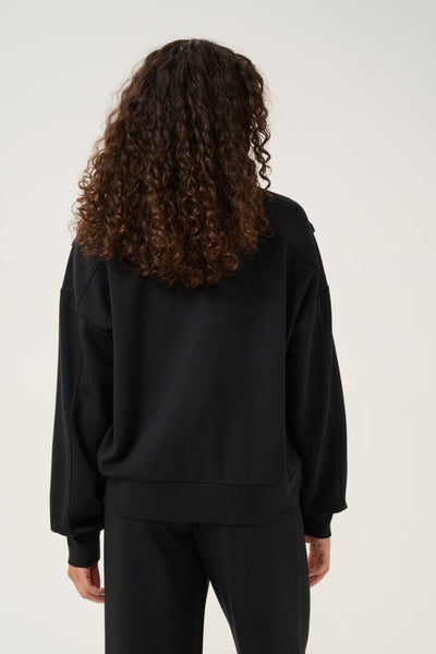 Black SWEATSHIRT WITH RUFFLE FRONT M Black