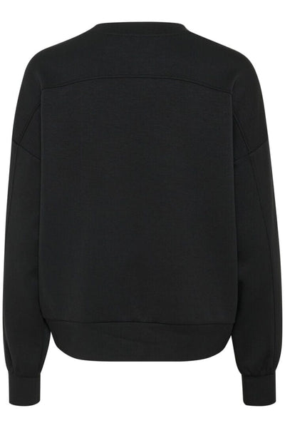 BLACK SWEATER WITH RUFFLE FRONT sweatshirt CULTURE 