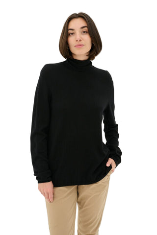 BLACK TURTLE NECK LONG SLEEVE KNIT TOP SWEATER CULTURE 
