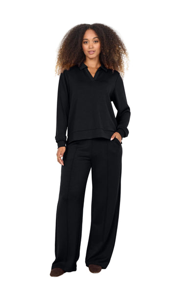 BLACK V NECK COLLAR TOP Top SOYACONCEPT 