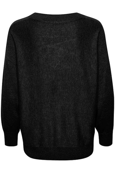 BLACK V NECK KNIT SWEATER Top CULTURE 