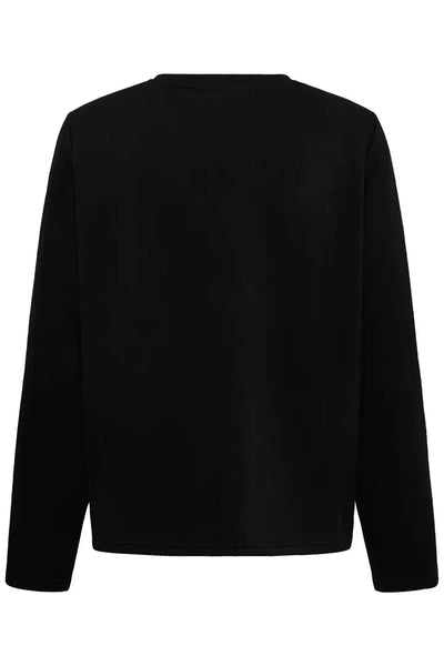 BLACK V NECK SWEATSHIRT WITH DETAILED SLEEVE T Shirts & Tops CULTURE 