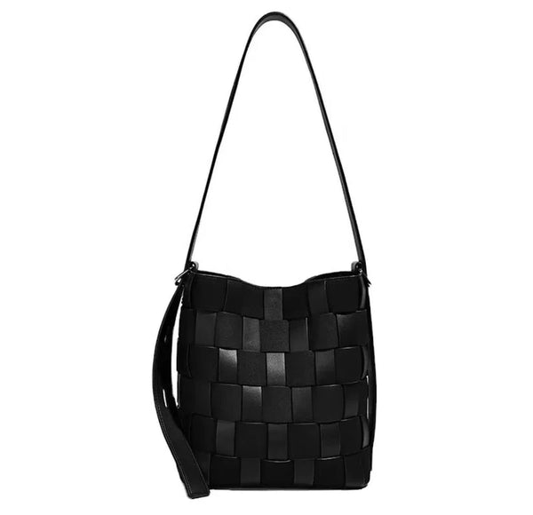 BLACK VEGAN LEATHER AND SUEDE BAG Handbag prenelove OS Black 