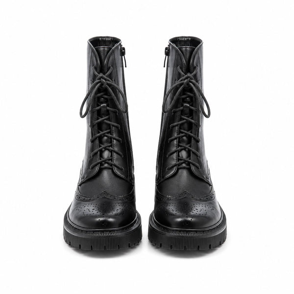 BLACK VEGAN LEATHER FRONT ETCHED DETAIL BOOT Shoes Little Empress 