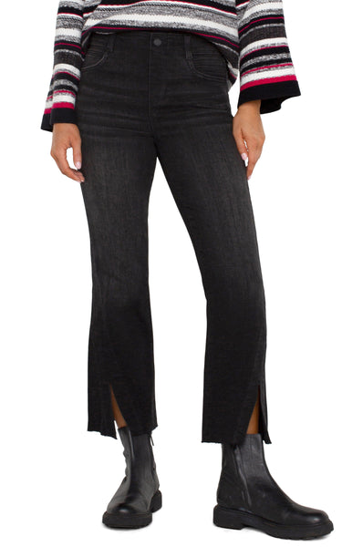 BLACK WASH CROP FLARE GIA GLIDER WITH FRONT SLIT JEAN Jeans Liverpool 2 Black Wash Lost Creek 