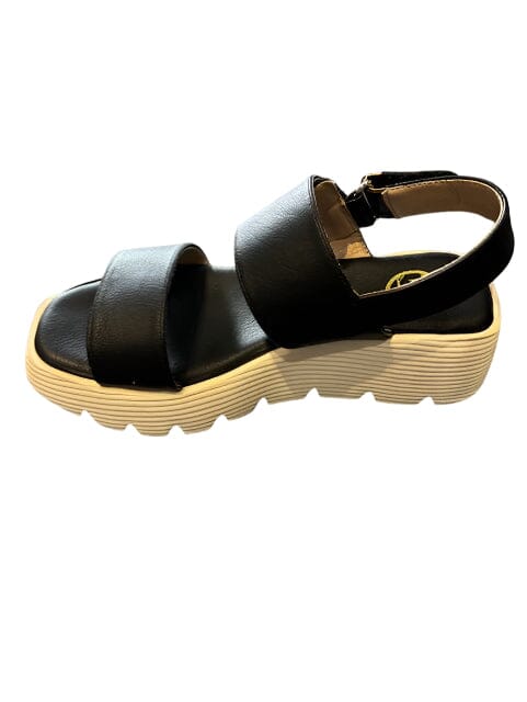BLACK WEDGE SANDAL WITH VELCRO CLOSURE Shoes Little Empress 36 Black 