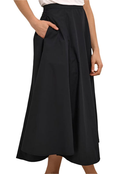 BLACK WOVEN FULL LONG SKIRT WITH POCKETS Skirt Culture 