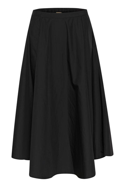 BLACK WOVEN FULL LONG SKIRT WITH POCKETS Skirt Culture 