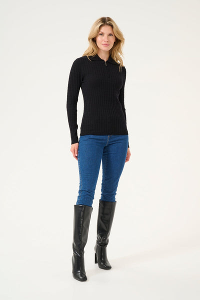 BLACK ZIPPER SLIM FIT SWEATER Sweater KAFFE 