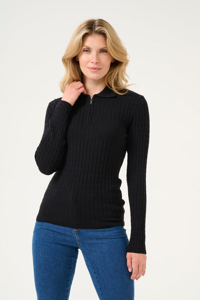 BLACK ZIPPER SLIM FIT SWEATER Sweater KAFFE 