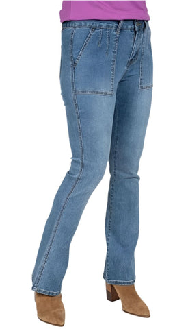 BLUE DENIM BOOT CUT JEAN WITH FRONT POCKET Jeans GG Jeans 