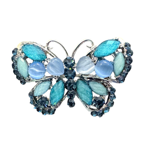 BLUE FROSTED CRYSTAL BUTTERFLY BROOCH Brooch FashionWear Collection Blue 
