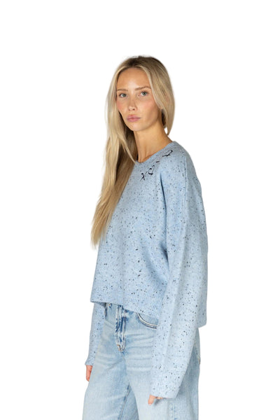 BLUE HEART DETAIL CREW SWEATER SWEATER LYLA + LUXE 
