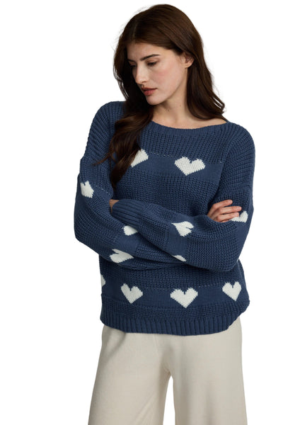 BLUE HEART KNITTED SWEATER SWEATER Pistache S/M Blue 