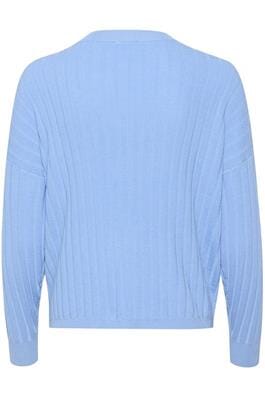 BLUE LONG SLEEVE V NECK SWEATER Top Kaffe 