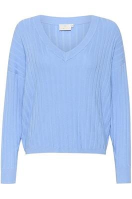 BLUE LONG SLEEVE V NECK SWEATER Top Kaffe 