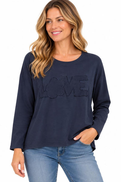 BLUE LOVE APPLIQUE SOFT TOP Top Femme Fatale 