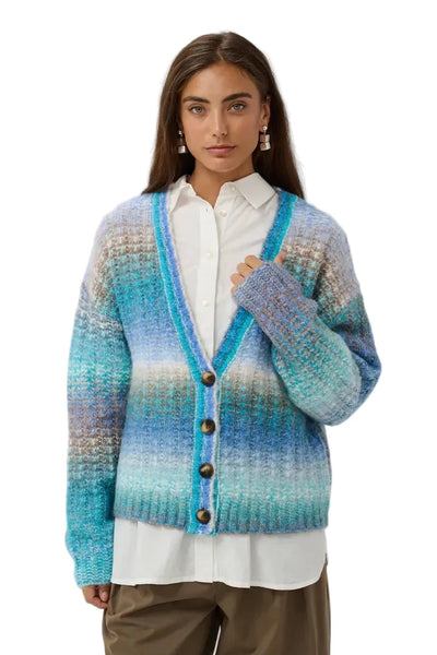 BLUE MIX V NECK CARDIGAN Cardigan CULTURE XS Blue /Mix 