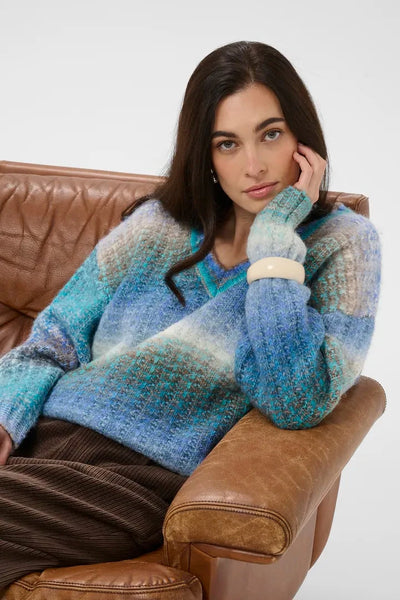 BLUE MIX V NECK PULLOVER T Shirts & Tops CULTURE 