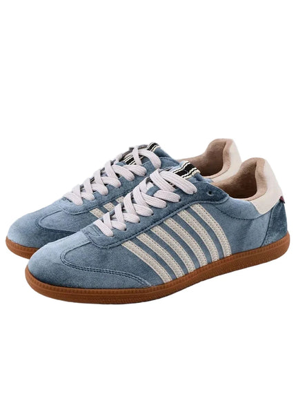 BLUE VELVET STRIPE STEVIE ATHLETIC SNEAKER SHOE Shoes Django & Juliette 