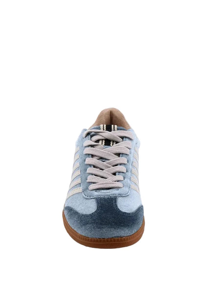 BLUE VELVET STRIPE STEVIE ATHLETIC SNEAKER SHOE Shoes Django & Juliette 