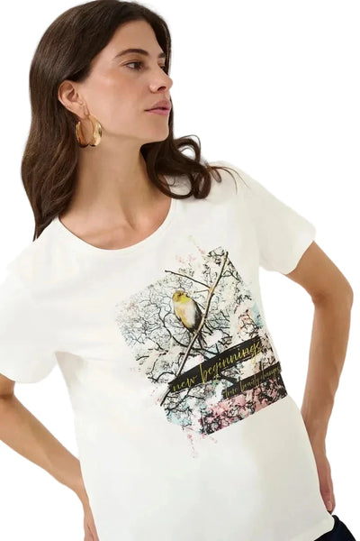 BLUE YELLOW NEW BEGINNINGS T SHIRT T-Shirt CREAM XS White 