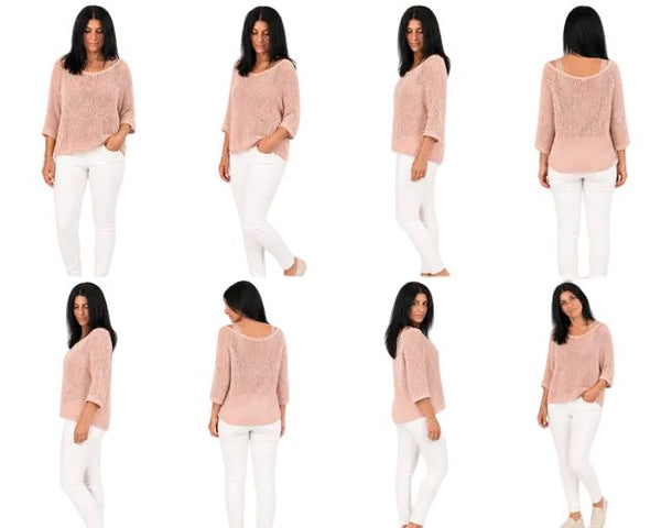 BLUSH OPEN KNIT CROCHET TOP Top FashionWear Collection 