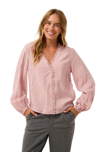 BLUSH V NECK DETAILED BLOUSE Blouse Kaffe 34 Blush 