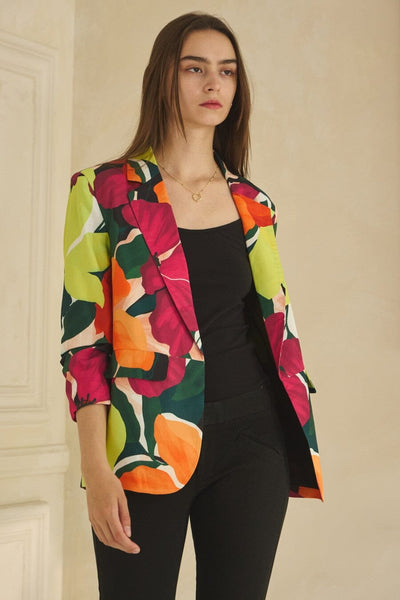 BRIGHT FLORAL PRINT OPEN BLAZER Blazer FWC 