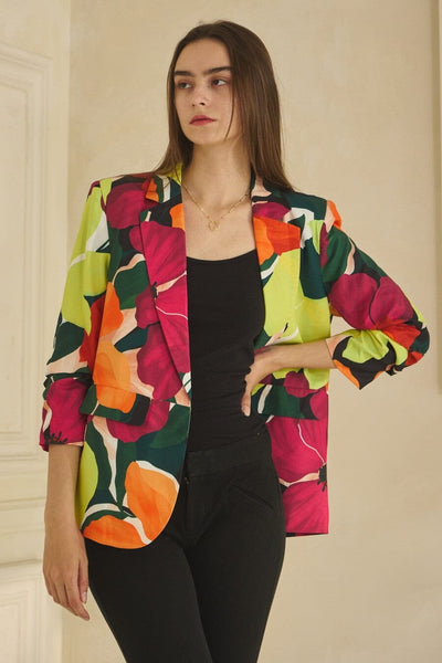 BRIGHT FLORAL PRINT OPEN BLAZER Blazer FWC 