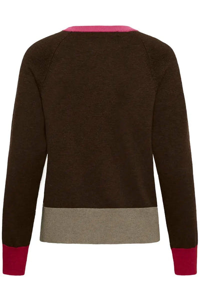 BROWN COLOR BLOCK SWEATER SWEATER CULTURE 