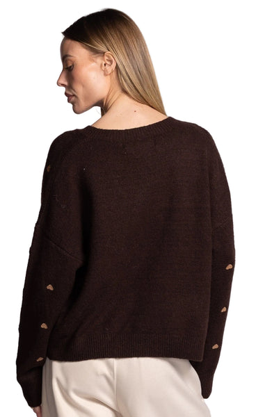 BROWN COZY GOLD MINI HEART INIMA SWEATER SWEATER Pink Martini 
