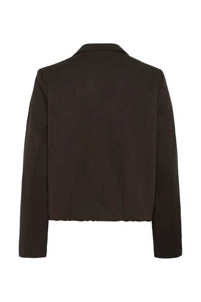 BROWN CROPPED SINGLE BUTTON BLAZER WITH SIDE STRIPE Blazer CULTURE 