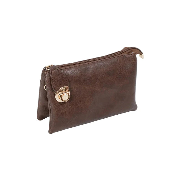 BROWN CROSSBODY BAG WITH MULTI POCKETS & REMOVABLE ADJUSTABLE STRAP Handbag FashionWear Collection OS Brown 