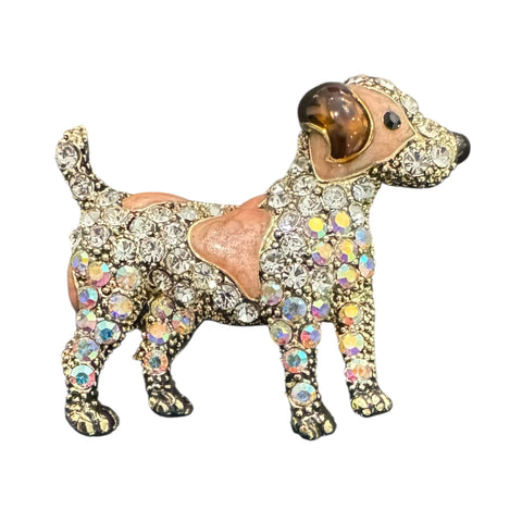 BROWN CRYSTAL DOG BROOCH Brooch FashionWear Collection Brown 