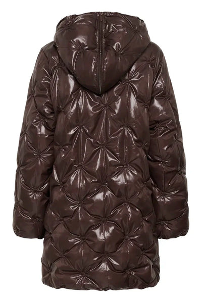 BROWN PUFFER COAT WITH HOOD Jacket CREAM 