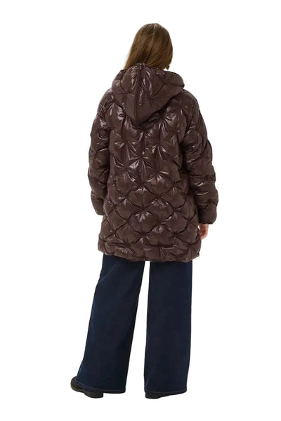 BROWN PUFFER COAT WITH HOOD Jacket CREAM 