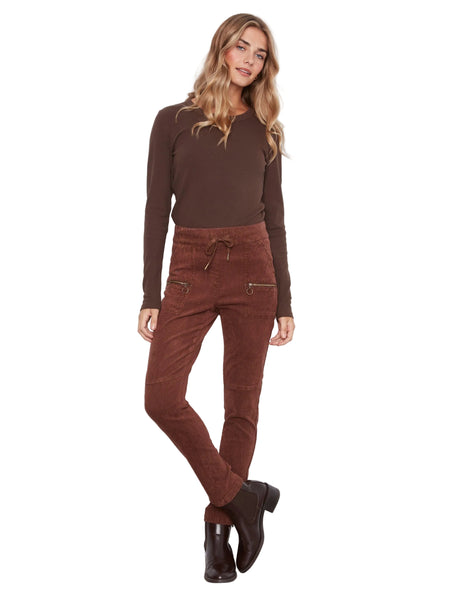 BROWN PULL ON BABY CORDUROY JOGGER WITH ZIP POCKETS Jeans Charlie B. 