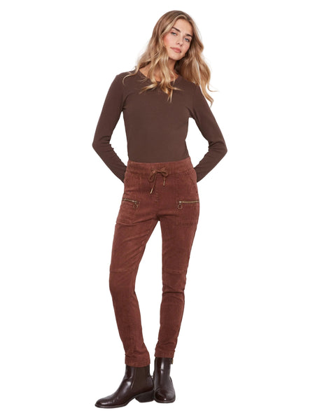 BROWN PULL ON BABY CORDUROY JOGGER WITH ZIP POCKETS Jeans Charlie B. XS Chocolate 