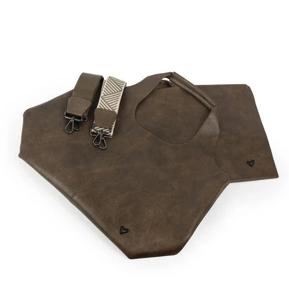 BROWN VEGAN LEATHER TOTE Handbag prenelove OS Brown 