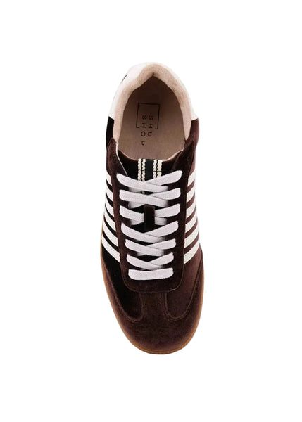BROWN VELVET STRIPE STEVIE ATHLETIC SNEAKER SHOE Shoes Django & Juliette 