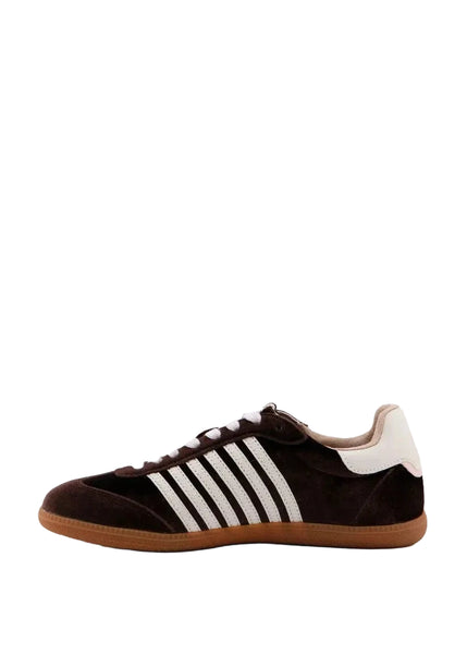 BROWN VELVET STRIPE STEVIE ATHLETIC SNEAKER SHOE Shoes Django & Juliette 6 Brown 
