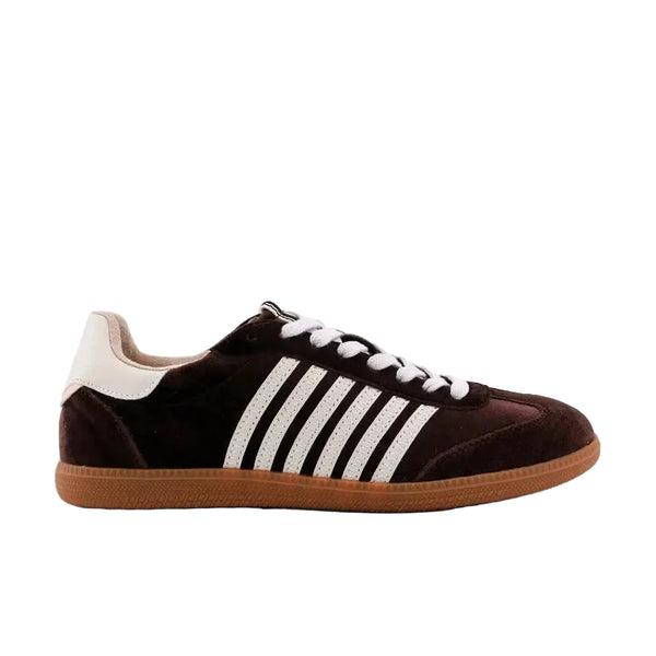 BROWN VELVET STRIPE STEVIE ATHLETIC SNEAKER SHOE Shoes Django & Juliette 