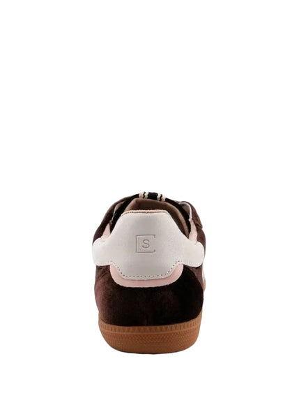 BROWN VELVET STRIPE STEVIE ATHLETIC SNEAKER SHOE Shoes Django & Juliette 