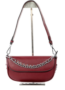 BURGANDY FRONT FLAP ADJUSTABLE CHAIN STRAP HANDBAG Handbag Sayan Burgandy 