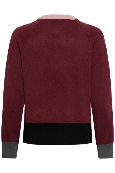 BURGUNDY COLOR BLOCK SWEATER SWEATER CULTURE 